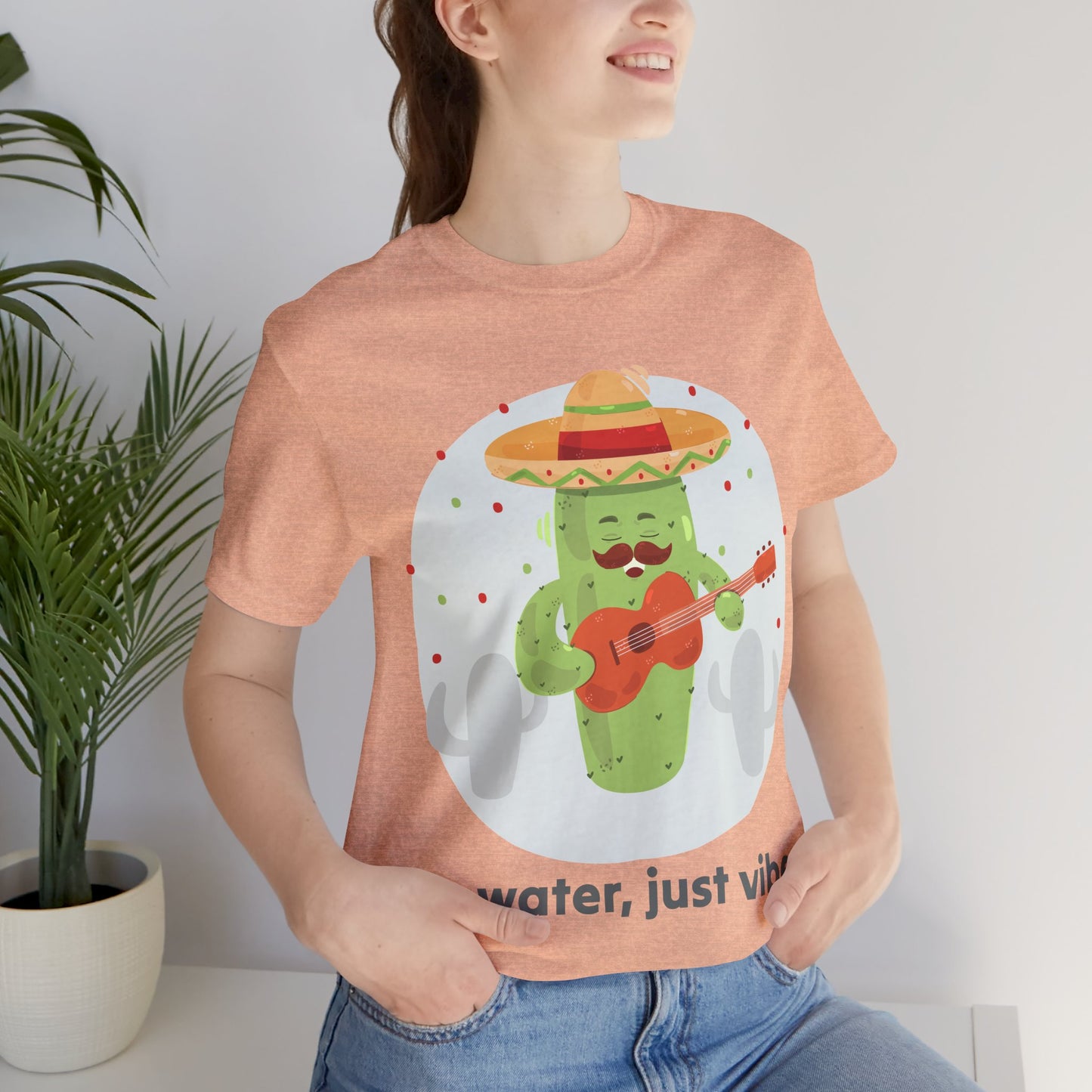 No Water Just Vibes Cactus Playing Guitar Art – Funny Music Lover Print, Boho Wall Decor, Gift for Guitarists, Desert Aesthetic