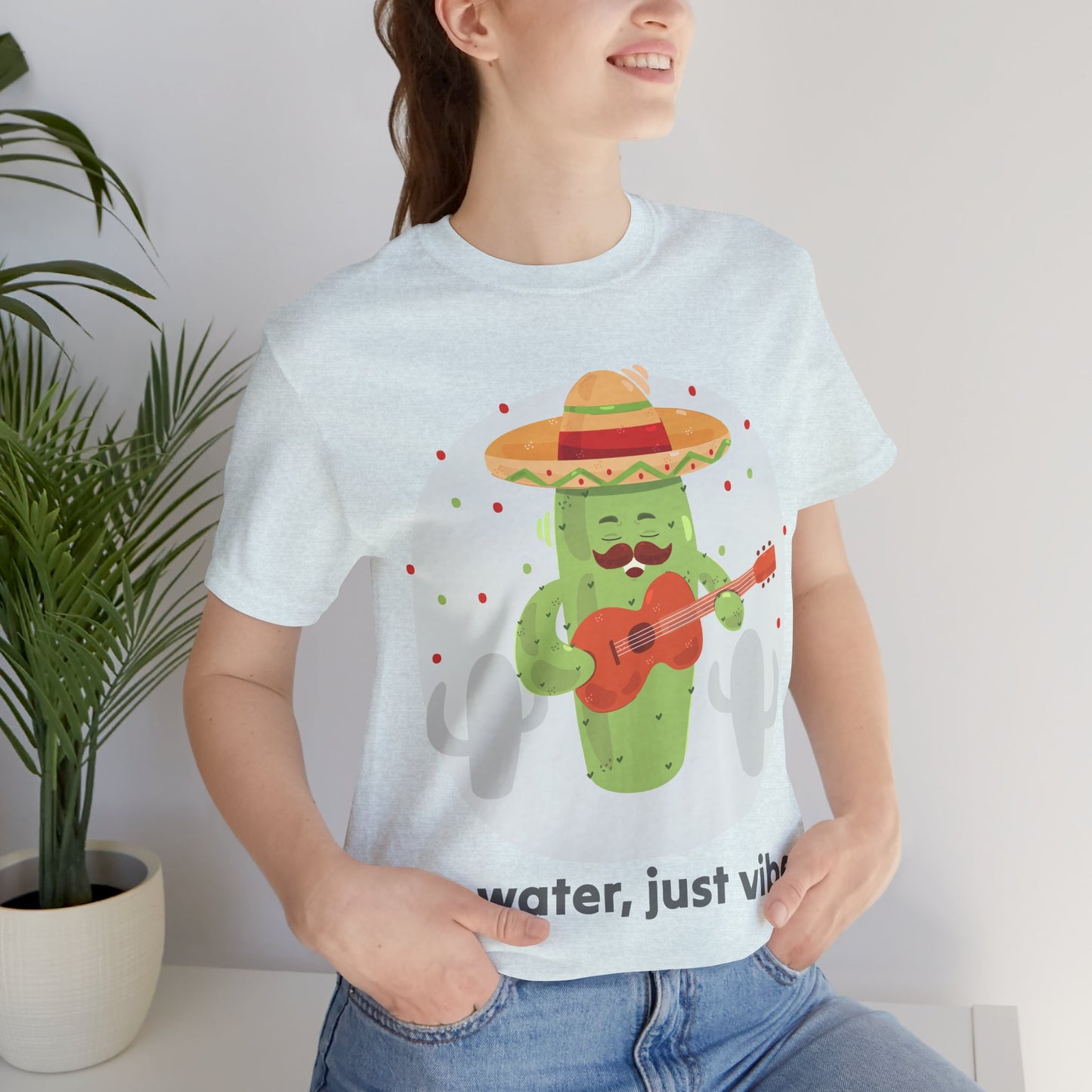 No Water Just Vibes Cactus Playing Guitar Art – Funny Music Lover Print, Boho Wall Decor, Gift for Guitarists, Desert Aesthetic