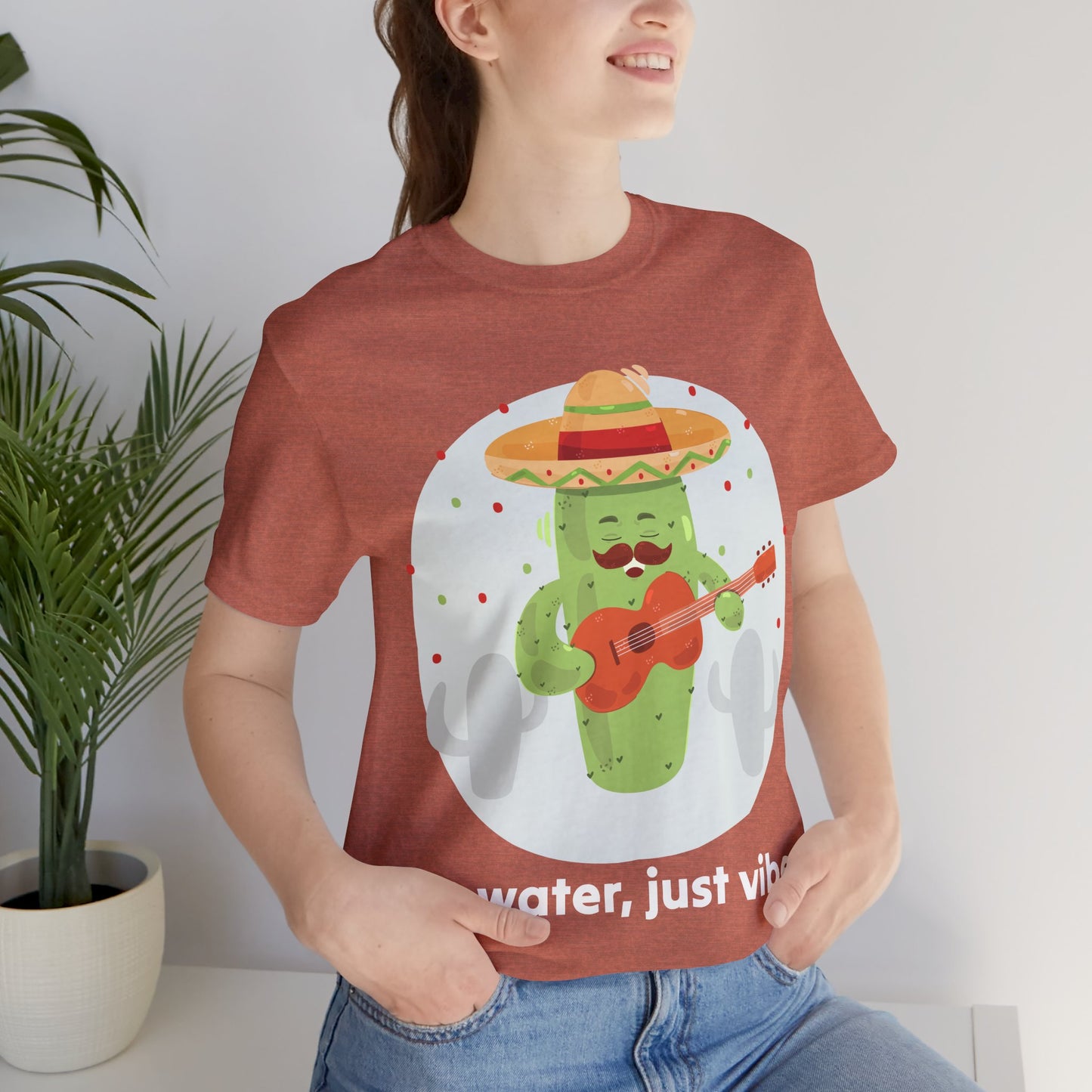 No Water Just Vibes Cactus Playing Guitar Art – Funny Music Lover Print, Boho Wall Decor, Gift for Guitarists, Desert Aesthetic