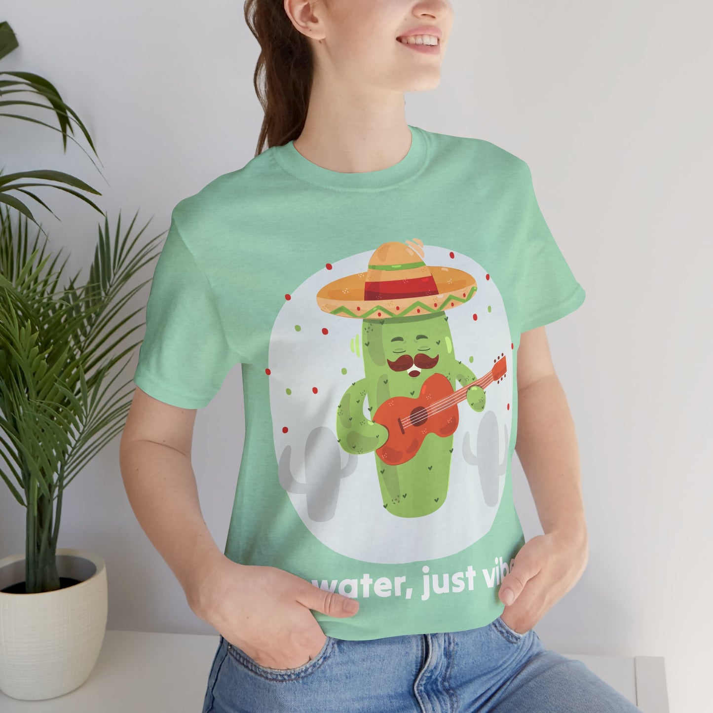 No Water Just Vibes Cactus Playing Guitar Art – Funny Music Lover Print, Boho Wall Decor, Gift for Guitarists, Desert Aesthetic