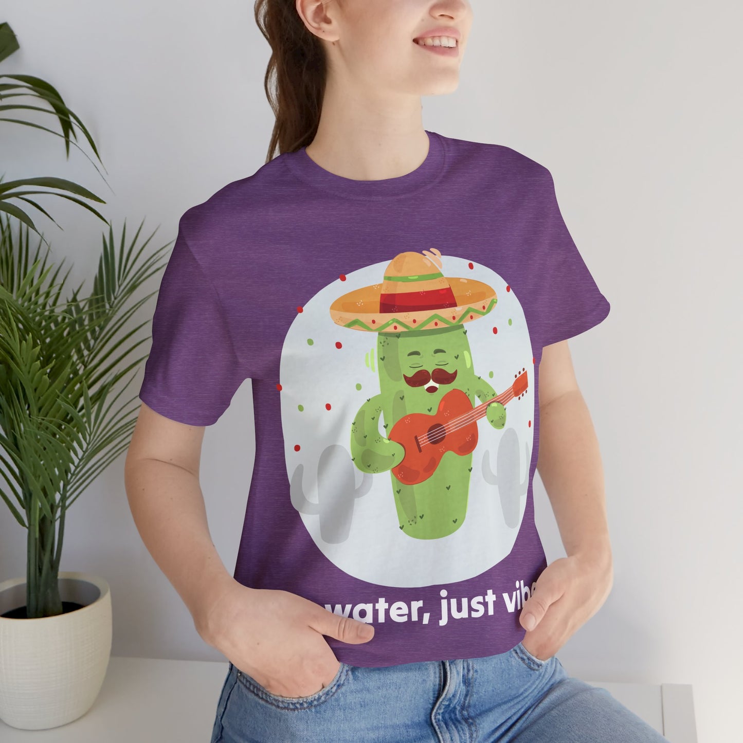 No Water Just Vibes Cactus Playing Guitar Art – Funny Music Lover Print, Boho Wall Decor, Gift for Guitarists, Desert Aesthetic