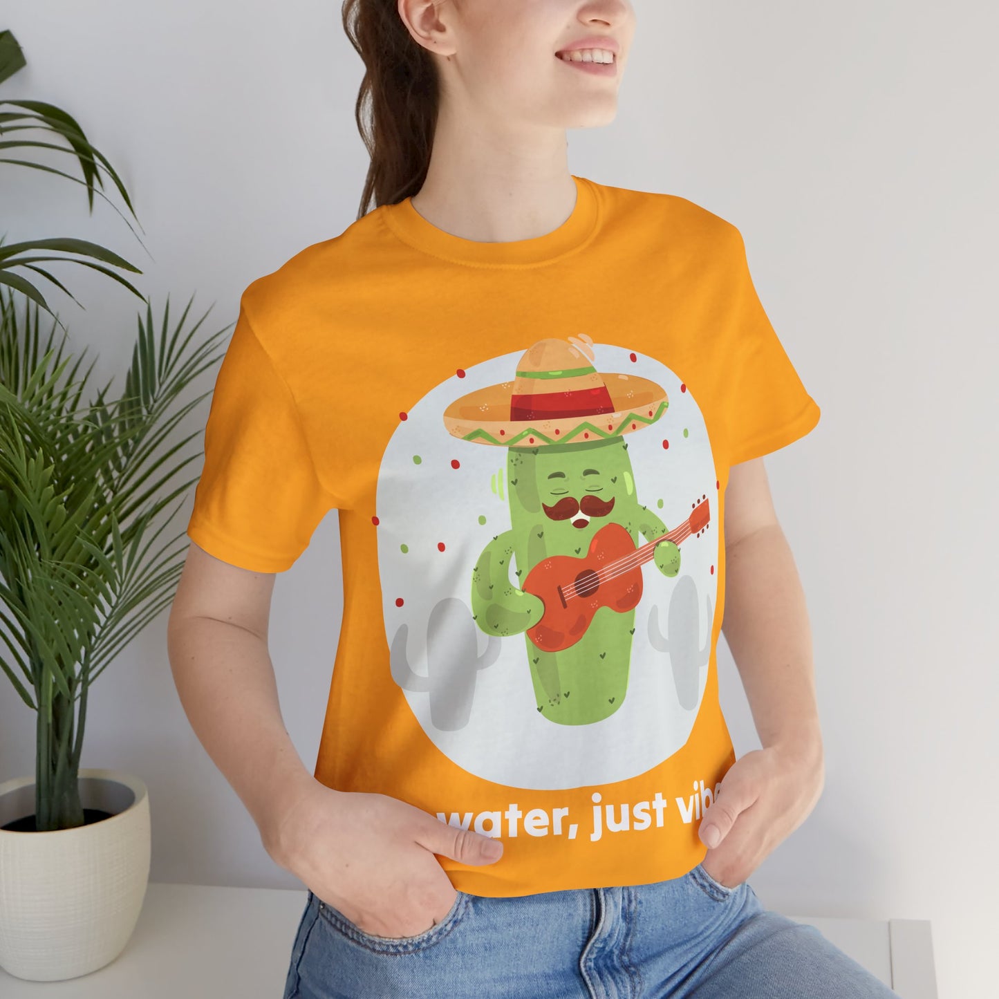 No Water Just Vibes Cactus Playing Guitar Art – Funny Music Lover Print, Boho Wall Decor, Gift for Guitarists, Desert Aesthetic
