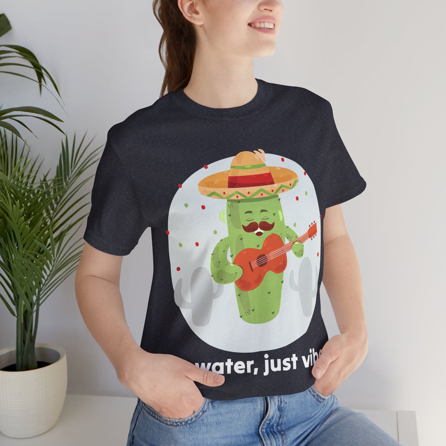 No Water Just Vibes Cactus Playing Guitar Art – Funny Music Lover Print, Boho Wall Decor, Gift for Guitarists, Desert Aesthetic