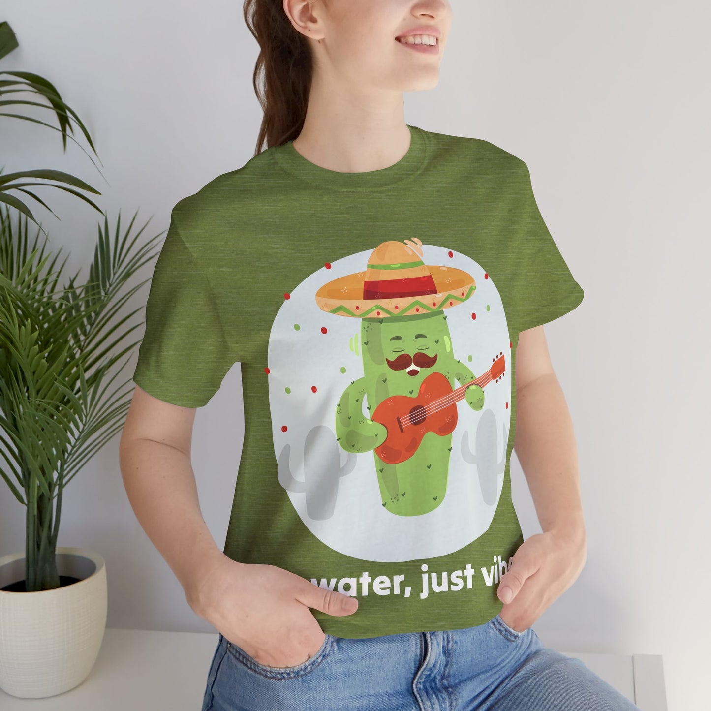 No Water Just Vibes Cactus Playing Guitar Art – Funny Music Lover Print, Boho Wall Decor, Gift for Guitarists, Desert Aesthetic